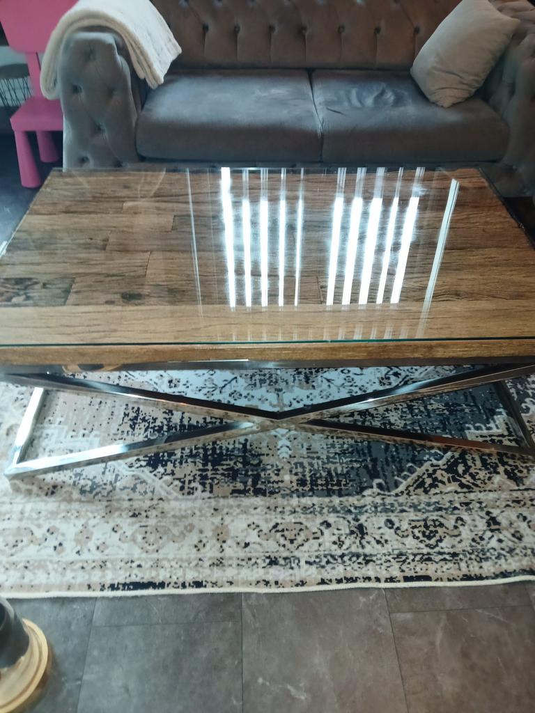 Bieden Eettafel met stoelen en salontafel, Huis en Inrichting, Tafels | Salontafels, Ophalen, Gebruikt, 50 tot 100 cm, 150 tot 200 cm