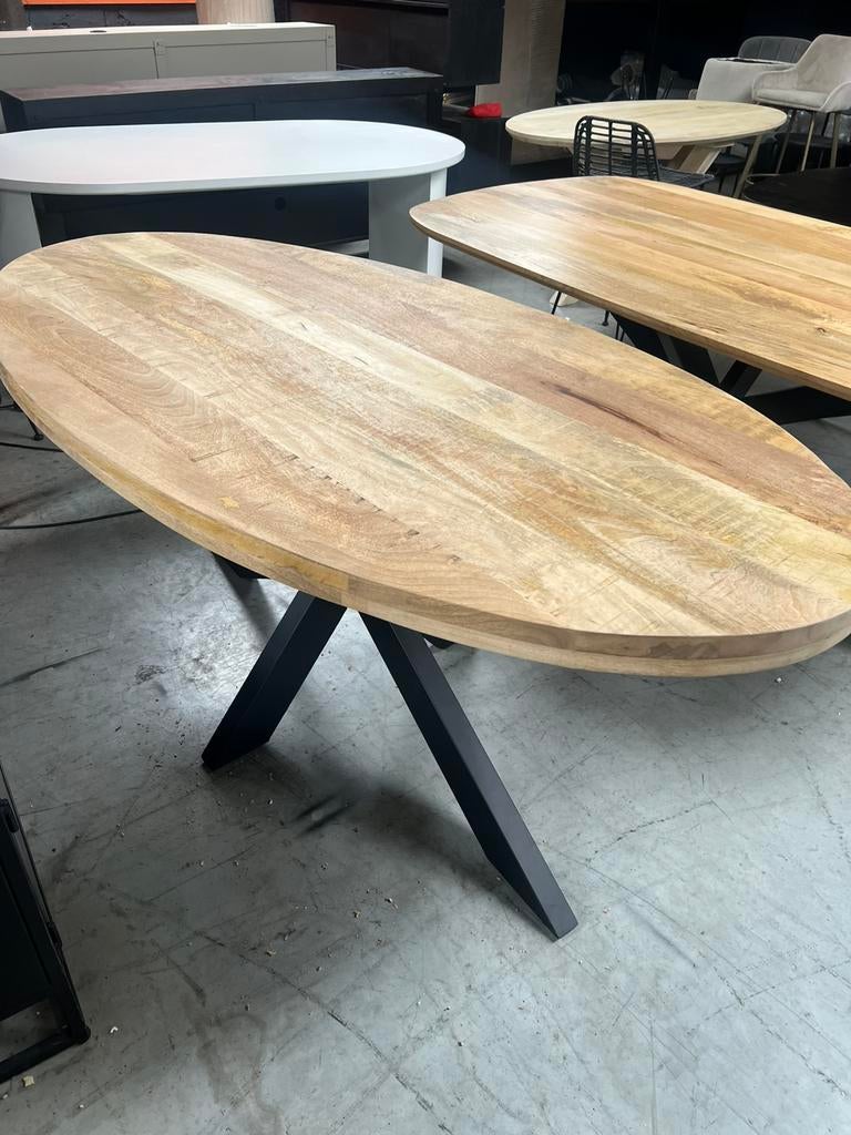 Eettafel mangohout 180cm naturel 2 stuks op voorraad!, Kerkstraat, Info@savoire, 150 tot 200 cm, Rechthoekig