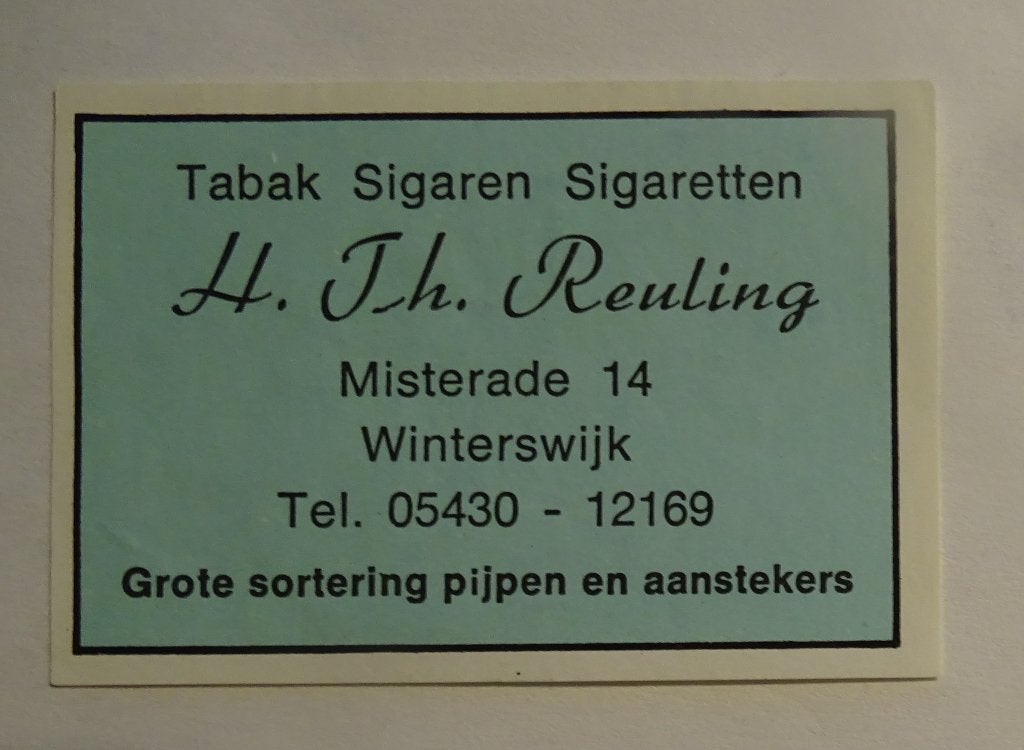 H.T.H. REULING    Tabak Sigaren Sigaretten   WINTERSWIJK, Verzenden, Zo goed als nieuw, Luciferdoosjes of -merken