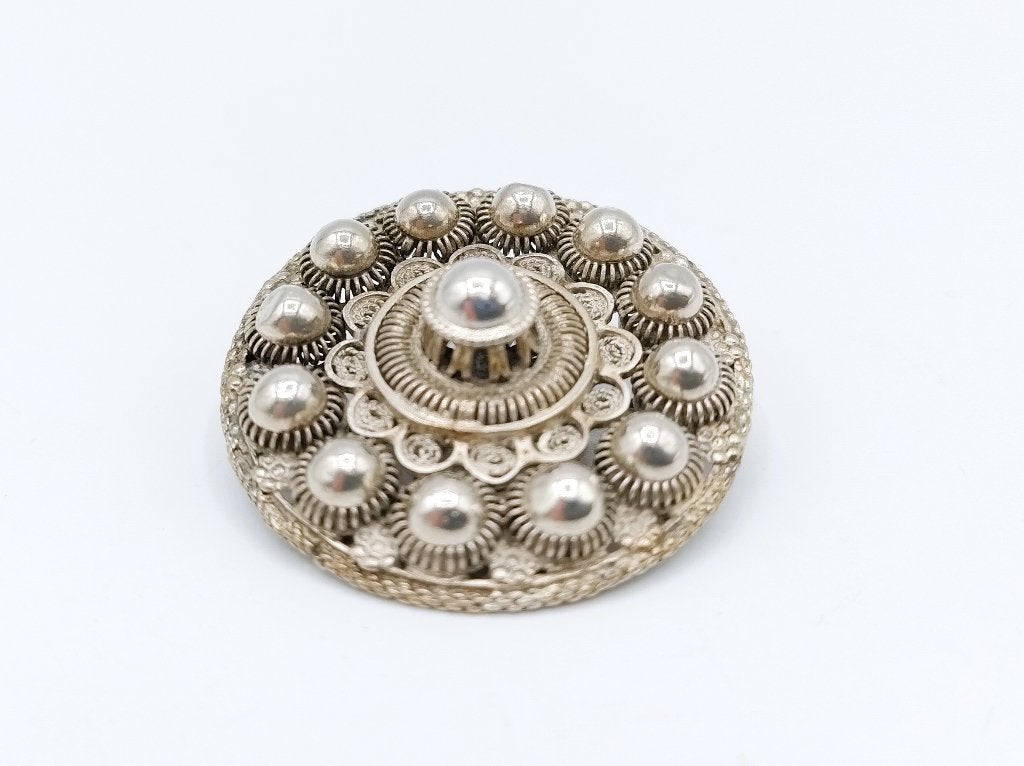 Zilveren Zeeuwse knop broche, Gebruikt, Info@zilverwebsite.nl, Verzenden, Minder dan 4 cm