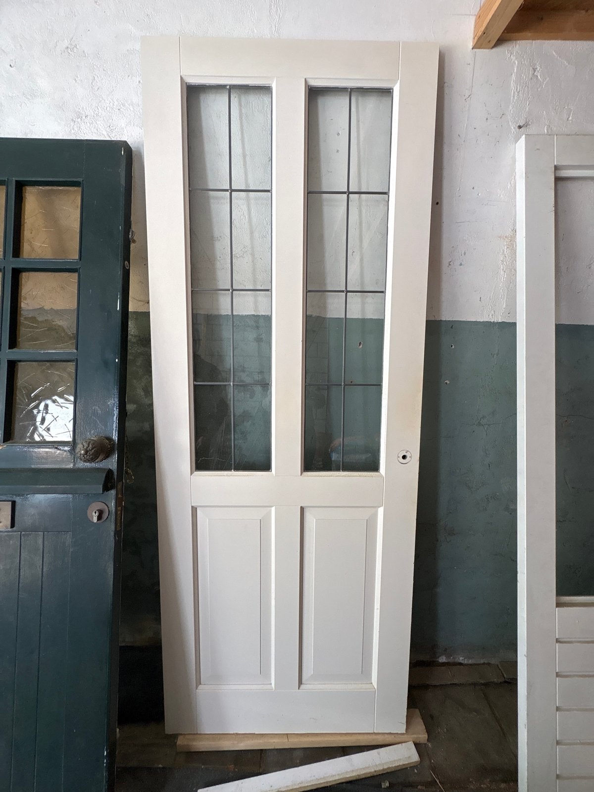 Binnendeur met glas, en panelen - Antraciet grijs achterkant, Doe-het-zelf en Verbouw, Ophalen, Gebruikt, 80 tot 100 cm, Binnendeur