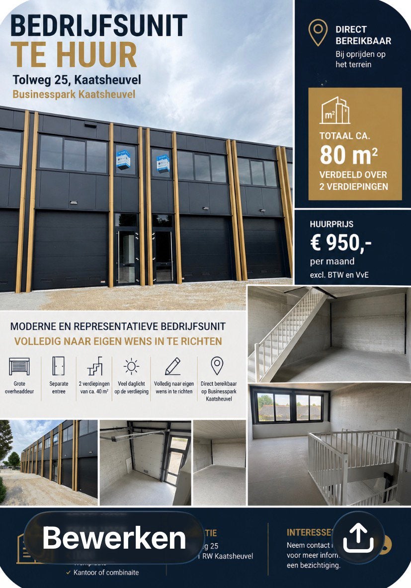 Bedrijfshal te huur Kaatsheuvel € 950,- ex BTW, Huur, Bedrijfsruimte