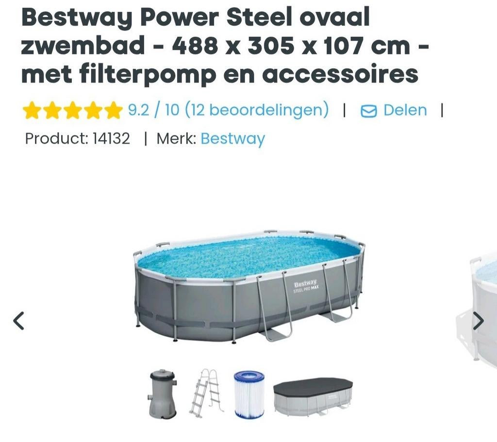 Bestway Power Steel Ovaal Zwembad - Compleet met Accessoires, Ophalen, 200 tot 300 cm, 80 tot 120 cm, Ovaal