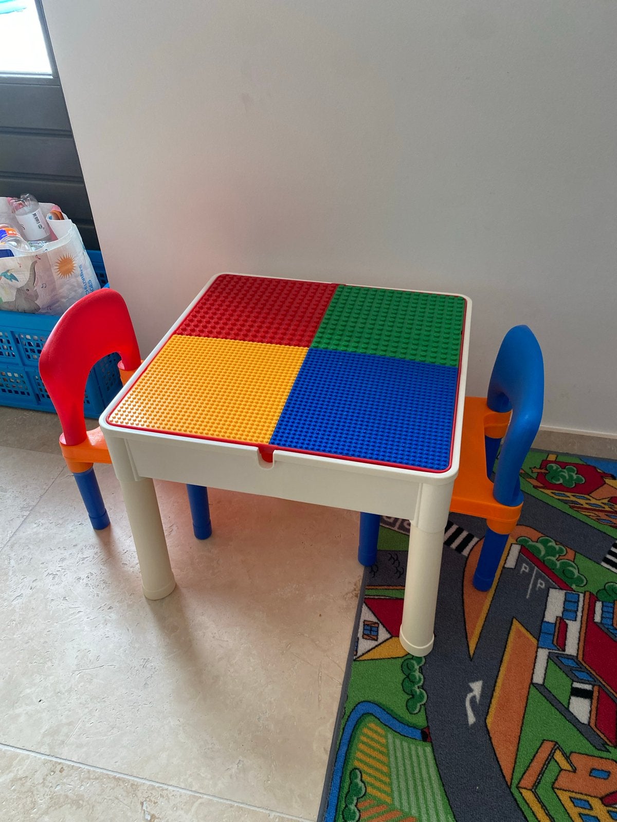 Lego /duplo speeltafel met 2 stoeltjes - omkeerbaar blad, Ophalen, Gebruikt, Jongen of Meisje