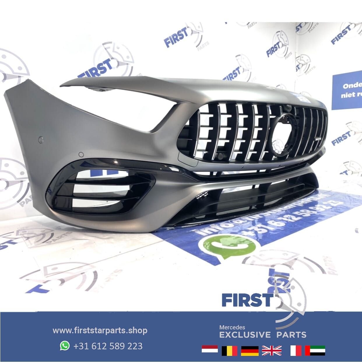W177 A KLASSE 2021 A45 A45S AMG VOORBUMPER MAT GRIJS COMPLEE, Gebruikt, -, Voor, Ophalen of Verzenden