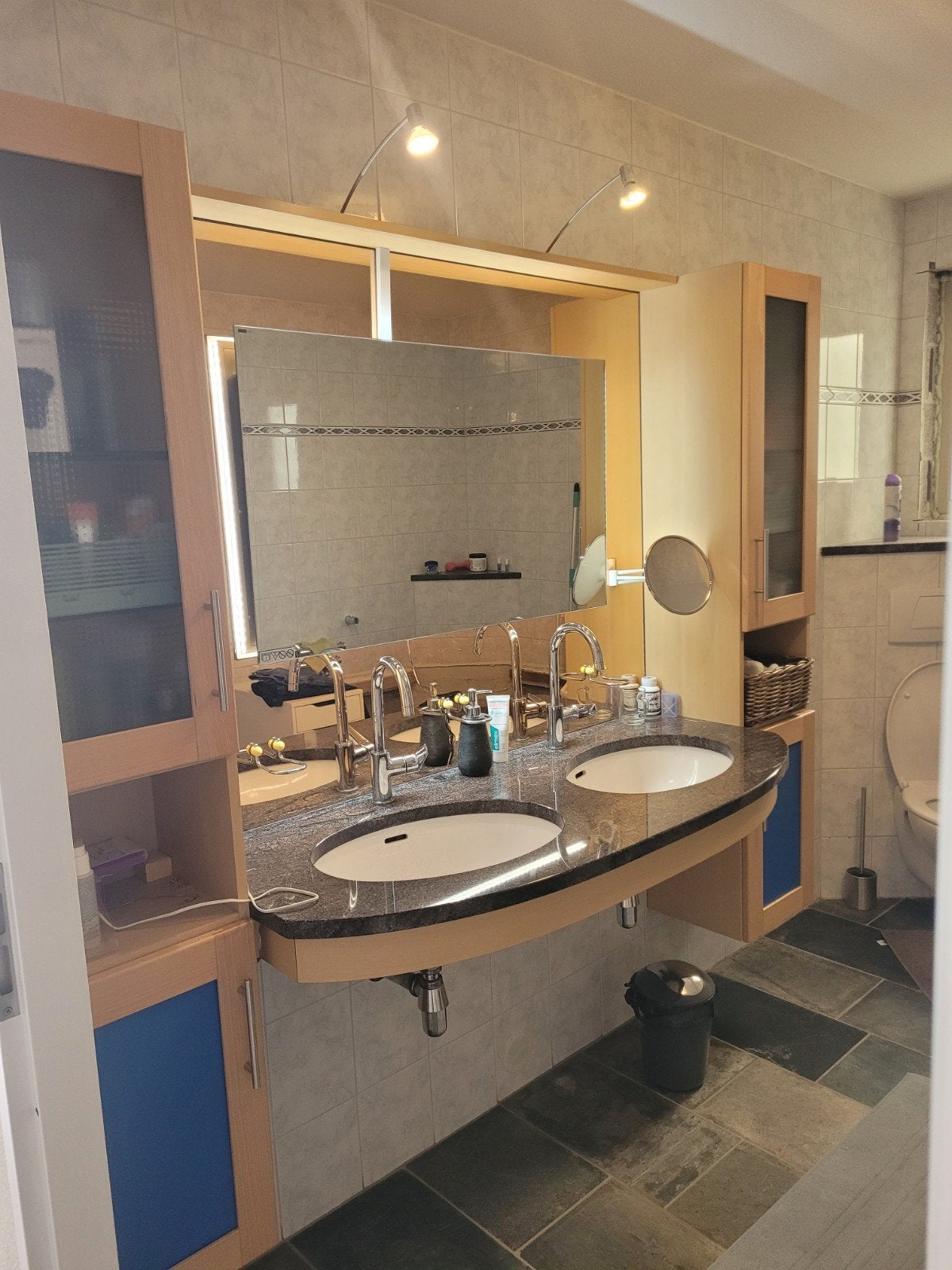 Badkamer meubel met marmerblad, Ophalen, 100 tot 150 cm, Wasbak of Wastafel, Minder dan 100 cm