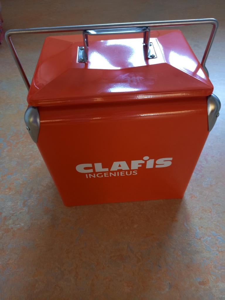 Clafis ingenieus metalen koelbox met externe opener., Ophalen of Verzenden, Zo goed als nieuw, Koelbox, Koelelement