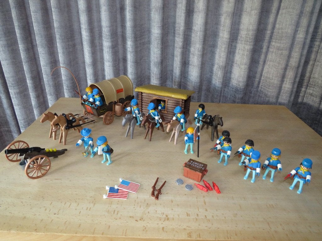 Playmobil Civil War Noorderlingen, kanon en huifkar vintage, Gebruikt, Complete set, Overige typen, Historisch