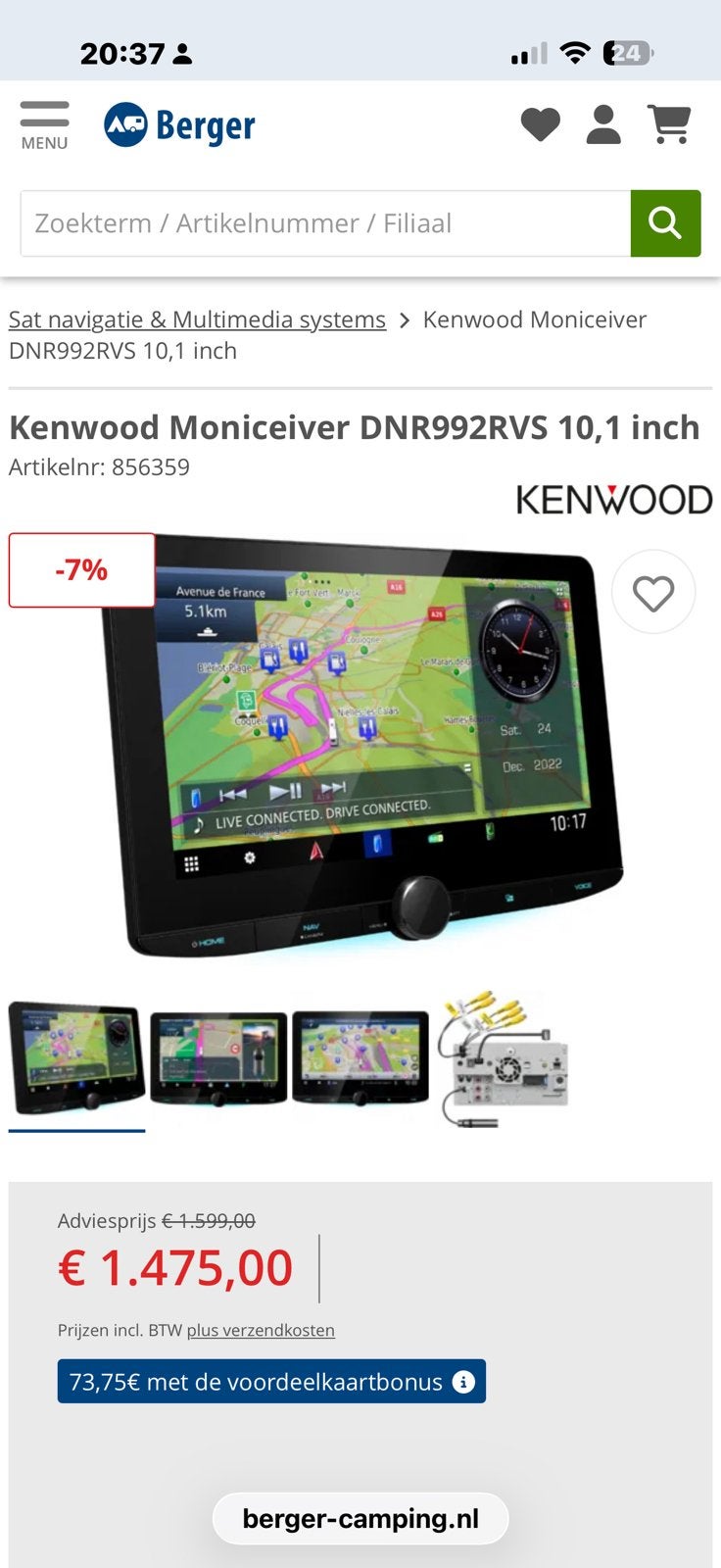 Kenwood Moniceiver DNR992RVS 10,1 inch camper radio, Auto diversen, Autonavigatie, Ophalen of Verzenden, Zo goed als nieuw