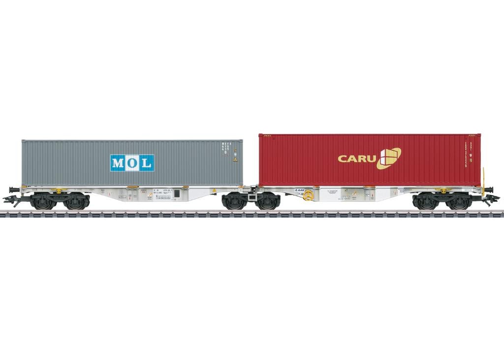Marklin 47811 OVP Dubbele containerwagen Sggrss 80 Luxemburg, Wisselstroom, Ophalen of Verzenden, Märklin, Nieuw