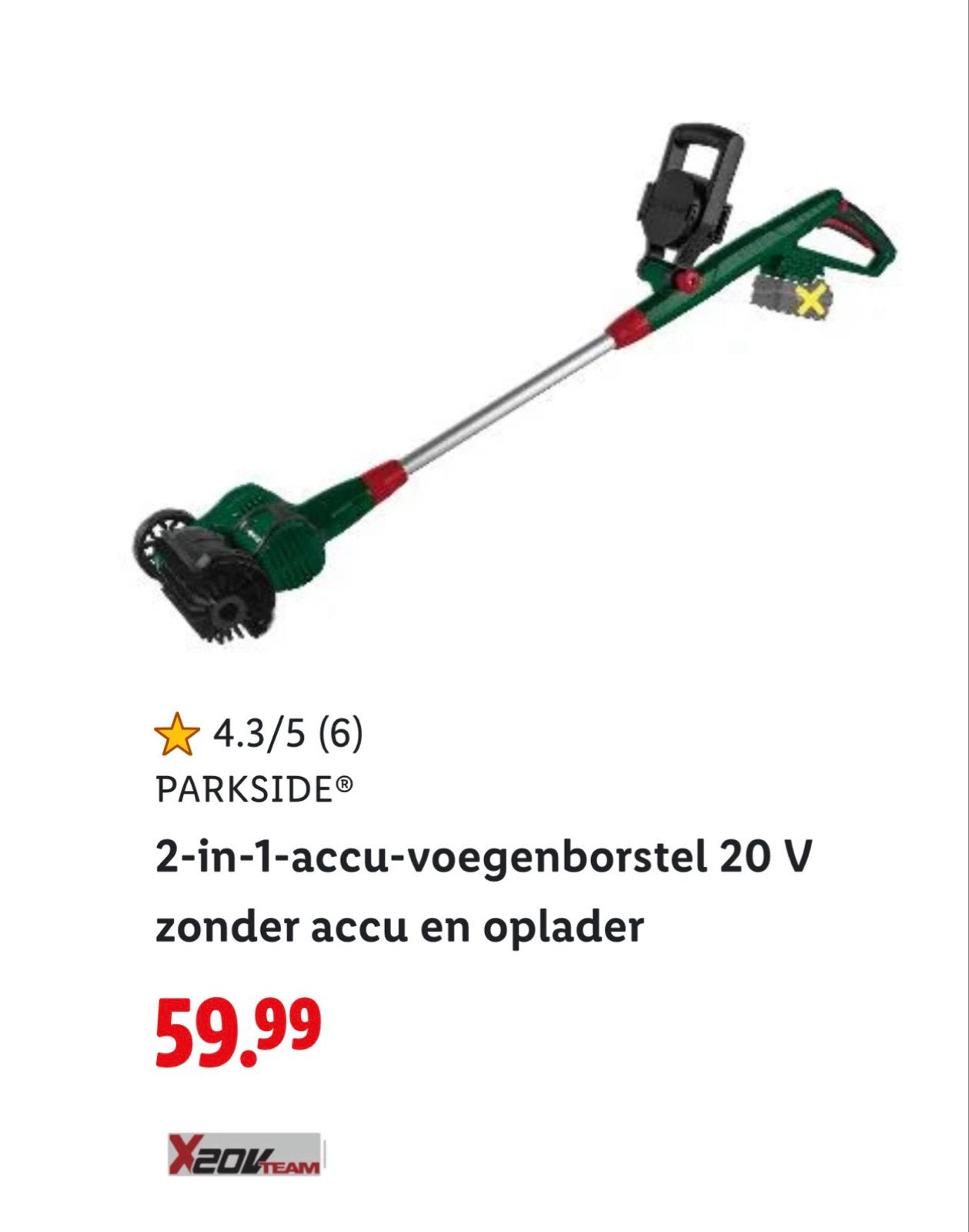 Parkside 2-in-1 Accu-voegenborstel 20V (zonder accu), Ophalen of Verzenden, Nieuw