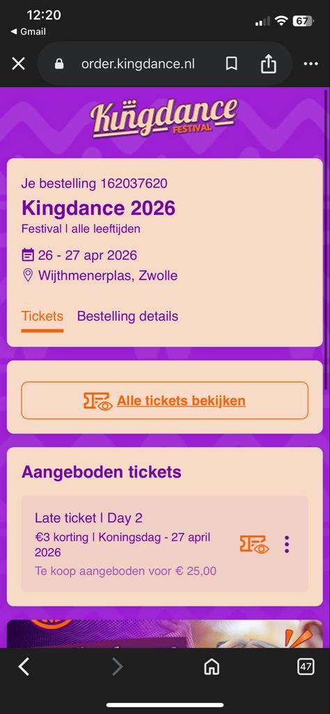 Kingsdance ticket maandag 27 april, Eén persoon
