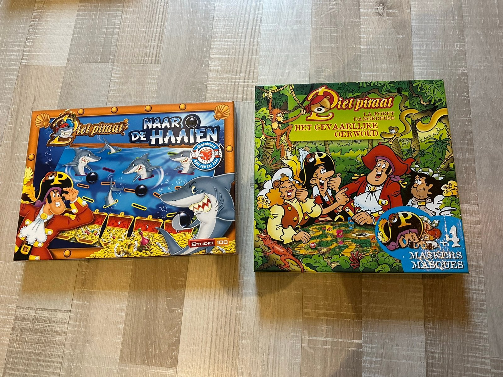2 Bordspellen Piet Piraat, Hobby en Vrije tijd, Een of twee spelers, Ophalen of Verzenden, Gebruikt