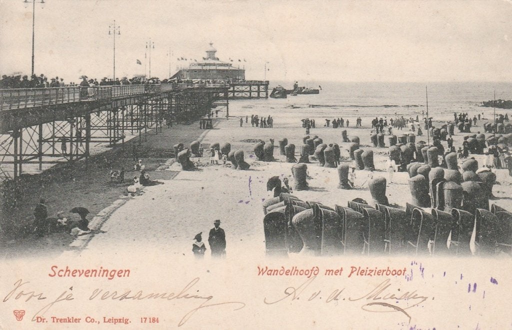 scheveningen- wandelhoofd met plezierboot 1901, Ophalen of Verzenden, Voor 1920, Zuid-Holland