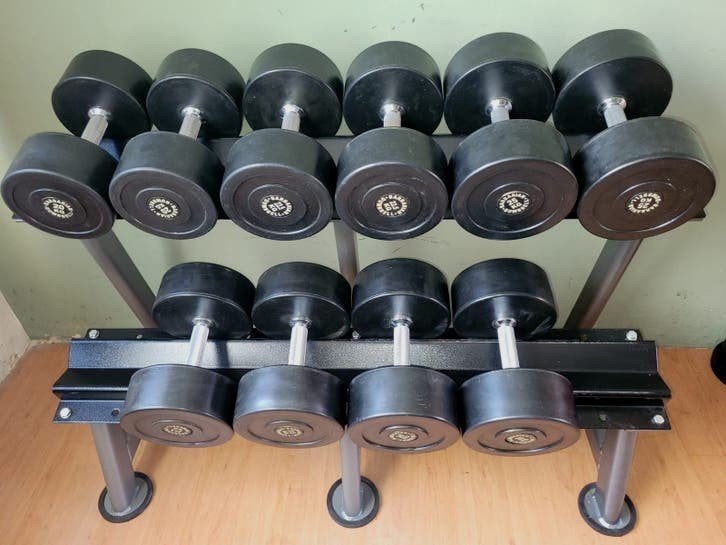 Dumbbell set Barbarian line 20 kg t/m 30 kg, incl rek, Sport en Fitness, Ophalen, Dumbbell
