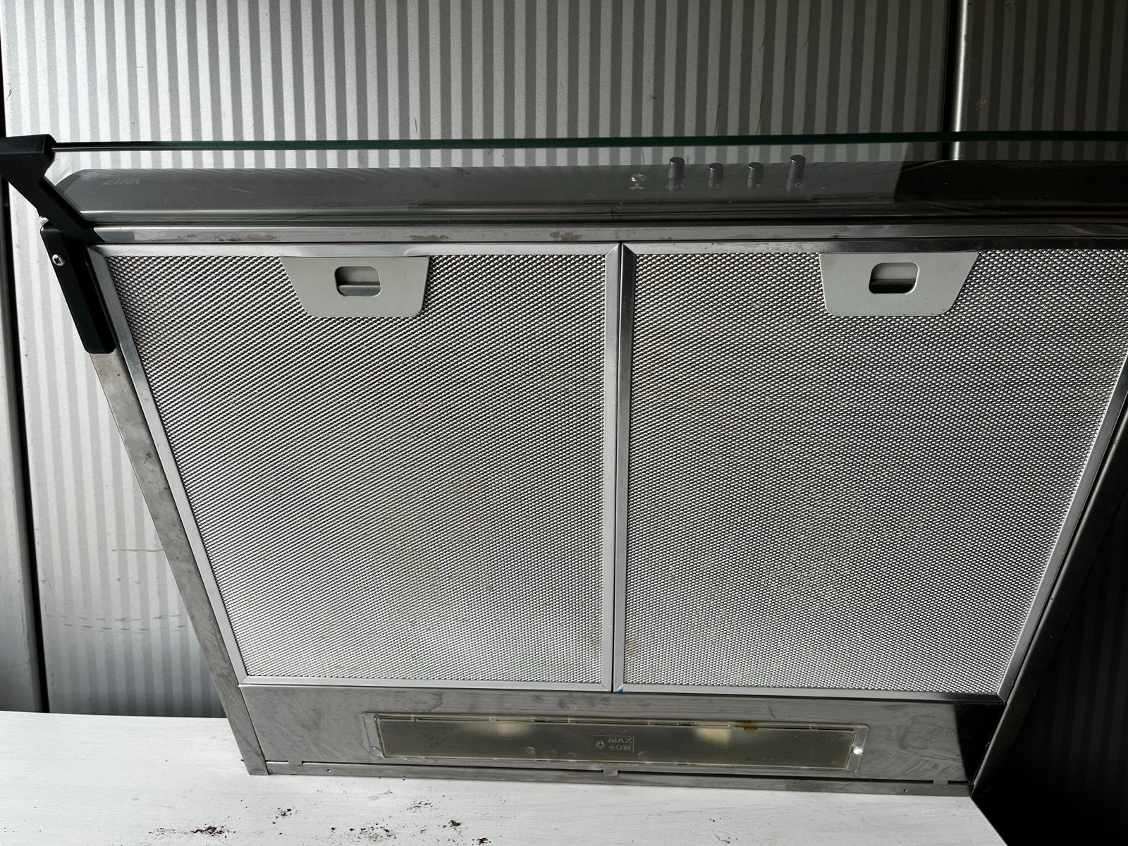 RVS Onderbouw Afzuigkap met Glasplaat - Gebruikt, Witgoed en Apparatuur, Ophalen, Gebruikt, Onderbouw afzuigkap, Inbouw