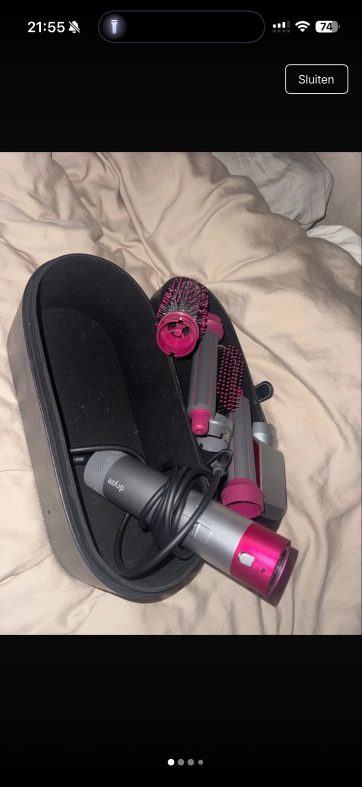 Dryze 5-in-1 Haarstyler met opzetstukken en opbergcase, Ophalen of Verzenden, Gebruikt, Haarverzorging