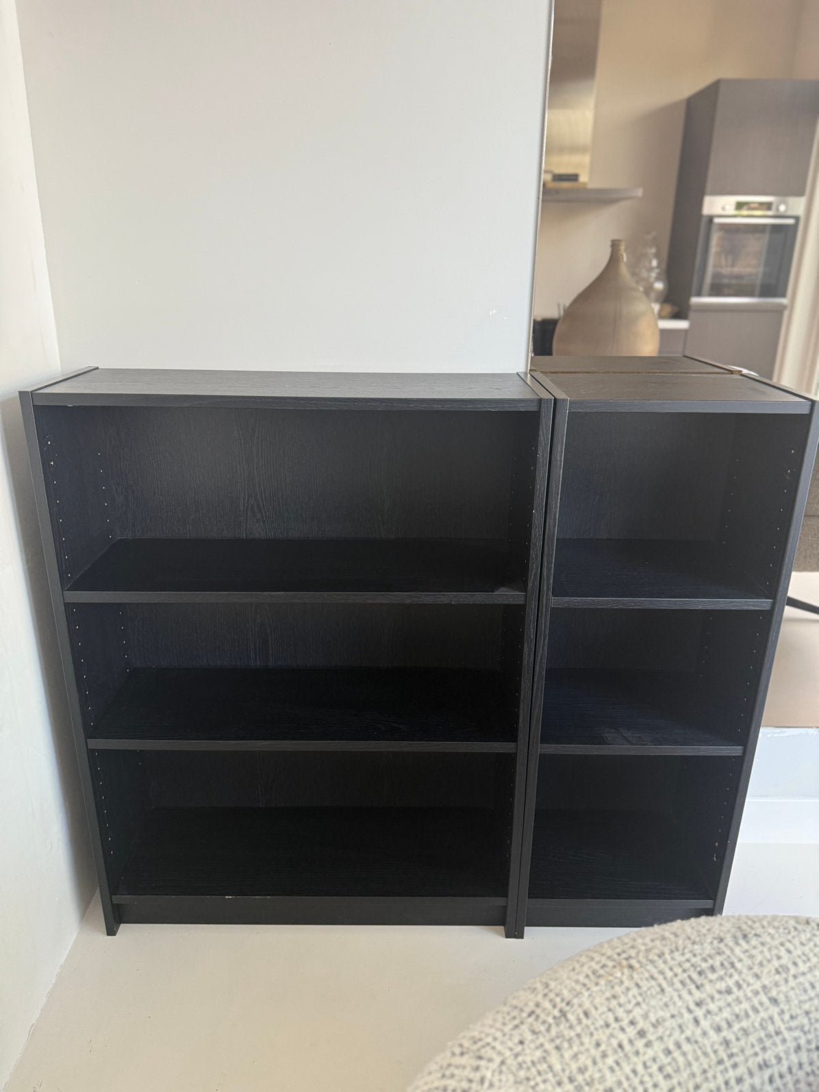 Ikea Billy kasten - 3x 80x100 cm, 1x 80x40 cm zwart eiken, Met plank(en), 200 cm of meer, Eikenhout, Zo goed als nieuw