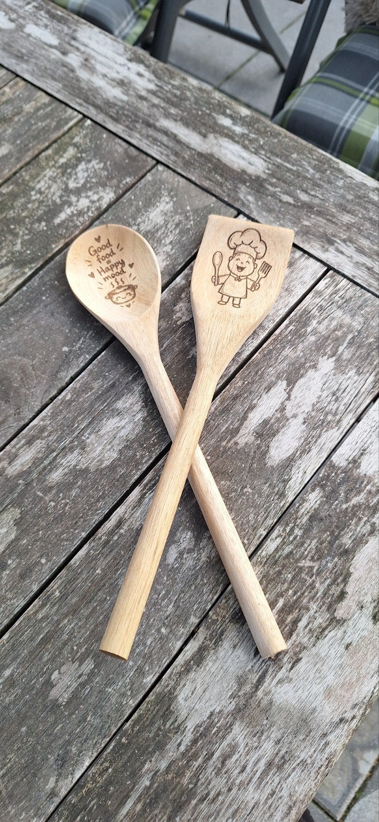 Houten lepel en spatel met leuke inscriptie, Overige typen, Hout, Nieuw, Ophalen of Verzenden