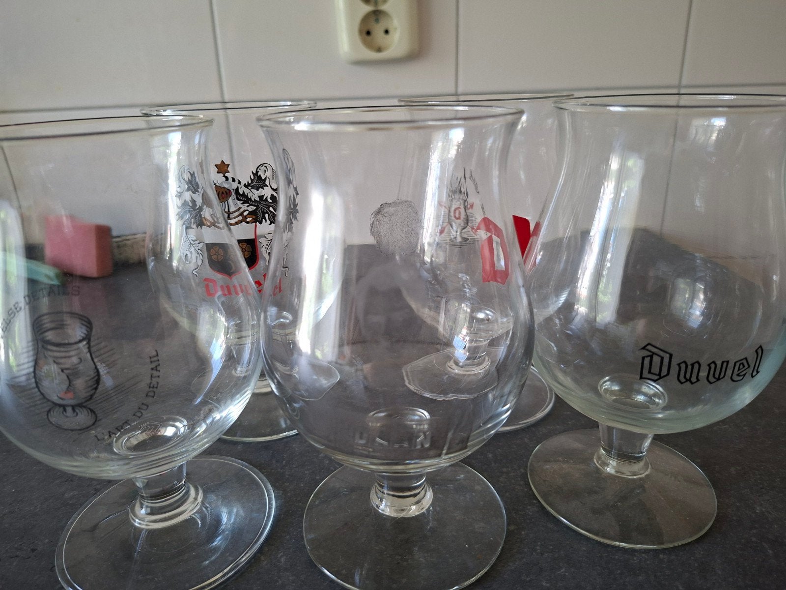 Duvel glazen met glas DAAN, Ophalen, Zo goed als nieuw, Bierglas