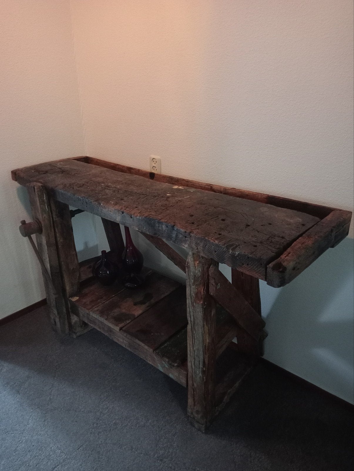 Antieke houten werkbanktafel, Ophalen