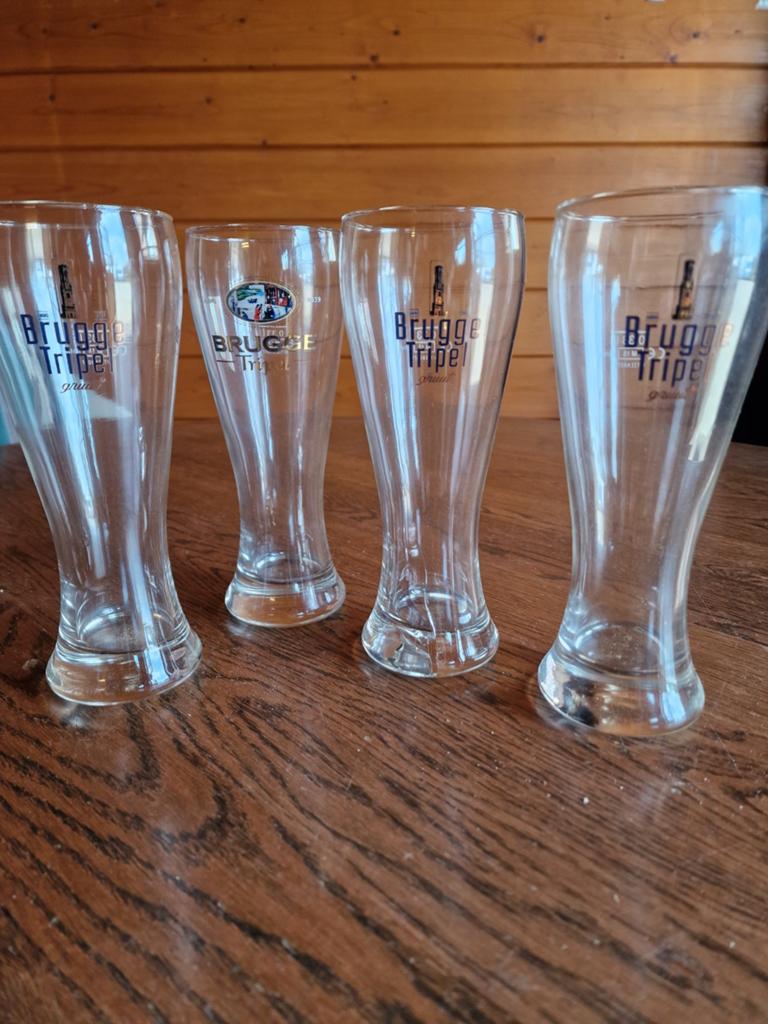 Brugse Tripel bierglazen - Set van 4, Overige typen, Ophalen, Gebruikt, Glas