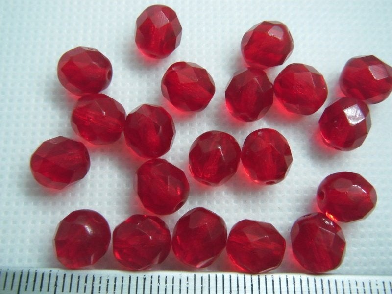 20 glas facet kralen 8mm. rood, Ophalen of Verzenden, Nieuw, Kraal