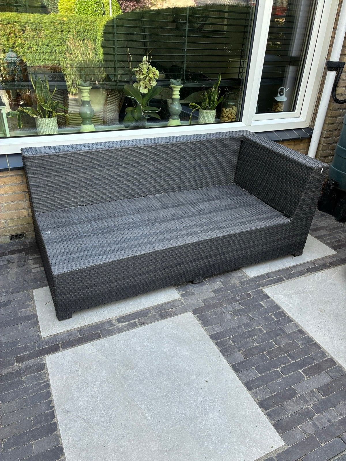 Wicker loungeset bank, Tuin en Terras, Ophalen, 3 zitplaatsen, Zo goed als nieuw, Loungeset