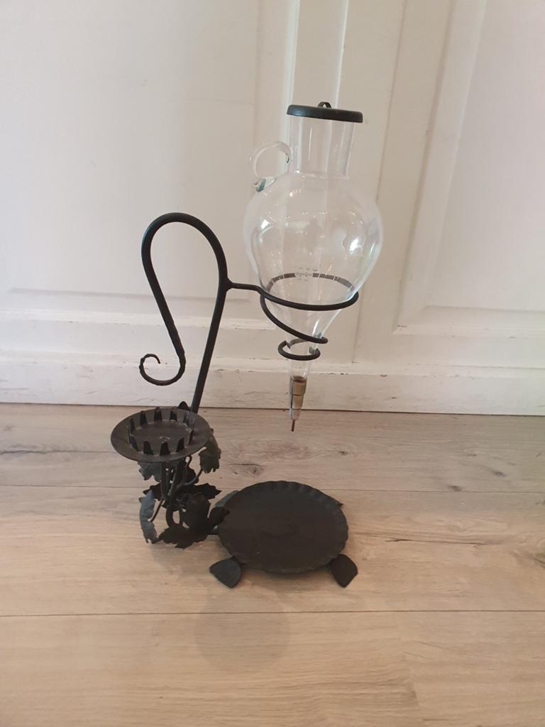 Vintage Smeedijzeren Wijnbeluchter met Glazen Karaf, Ophalen of Verzenden
