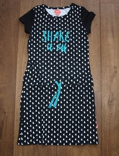 Zwart Witte Jurk 'Shake It Off' Little Miss Juliette (128), Gebruikt, Little Miss Juliette, Meisje, Ophalen of Verzenden