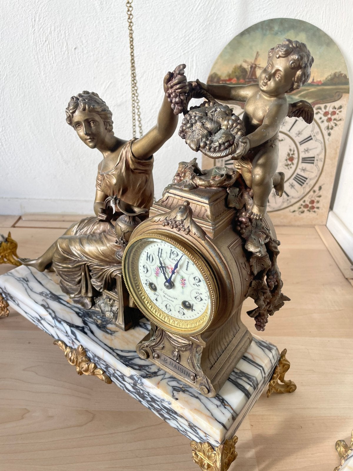 Antieke Franse Schouwgarnituur "Le Raisin" - 45 cm, Ophalen