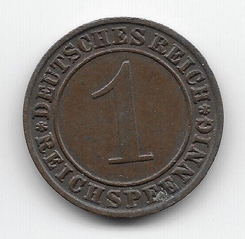 Duitse Rijk 1 reichspfennig 1934 (A) KM# 37, Verzenden, Duitsland, Losse munt