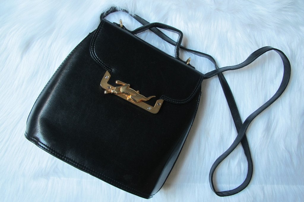 Vintage Sasha 1996 Jaguar Brass bag, Ophalen of Verzenden, Gebruikt, Zwart, Schoudertasje