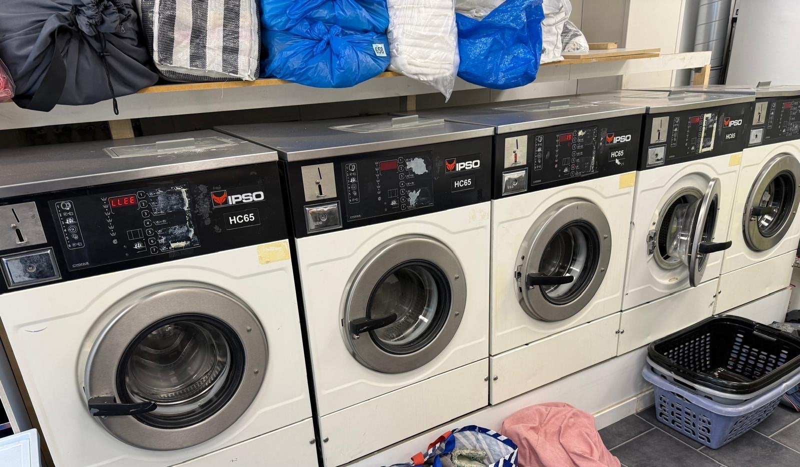 Partij professionele IPSO wasmachines + Girbau drogers, 10 kg of meer, Ophalen of Verzenden, Gebruikt, Voorlader