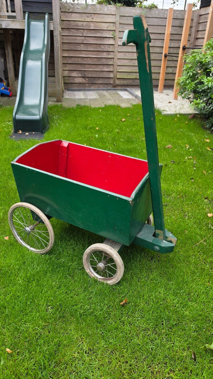 Houten Bolderkar - Groen/Rood, Ophalen, Gebruikt