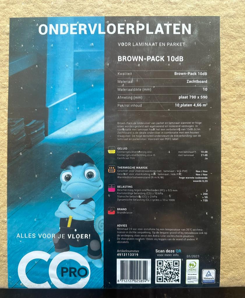 Co-Pro brownpack 10db ondervloerplaten 42m2, Ophalen, 30 cm of meer, 50 tot 150 cm, Overige typen