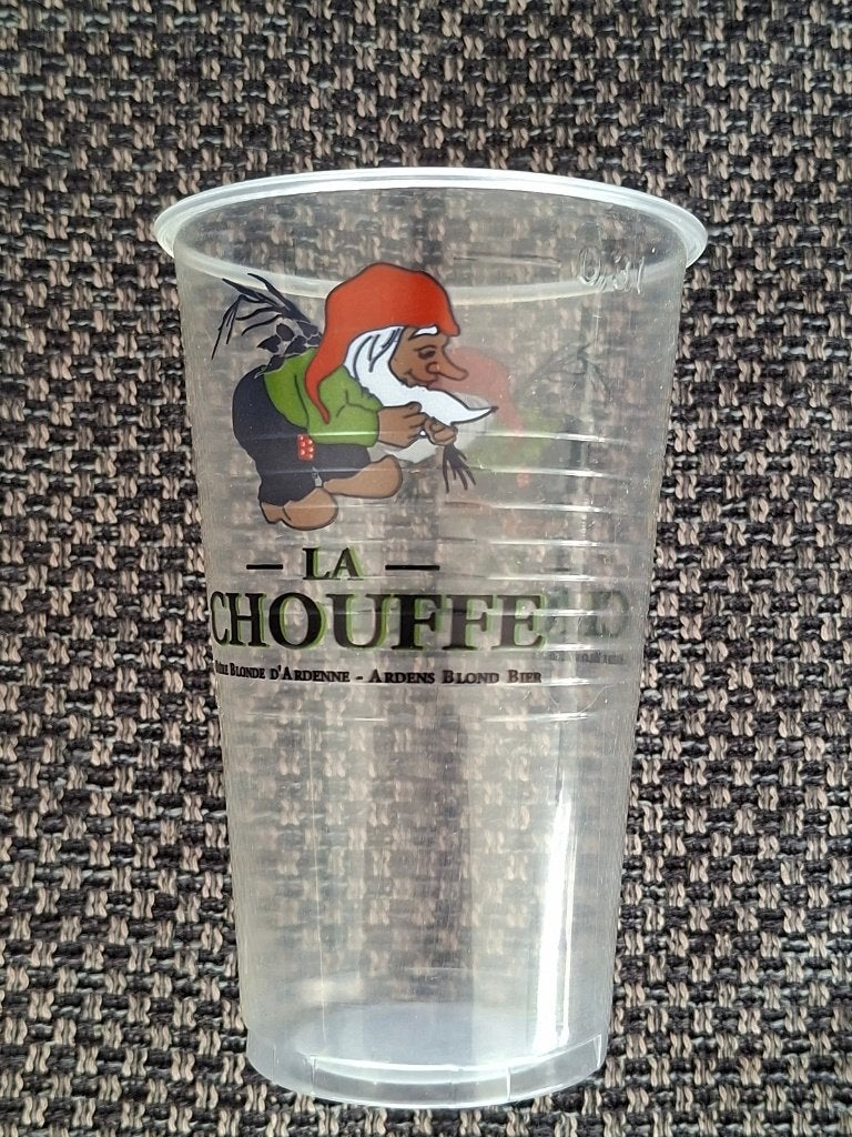 La Chouffe bier plastic beker doorzichtig 0,3L, Ophalen of Verzenden, Zo goed als nieuw, Overige typen, Overige merken