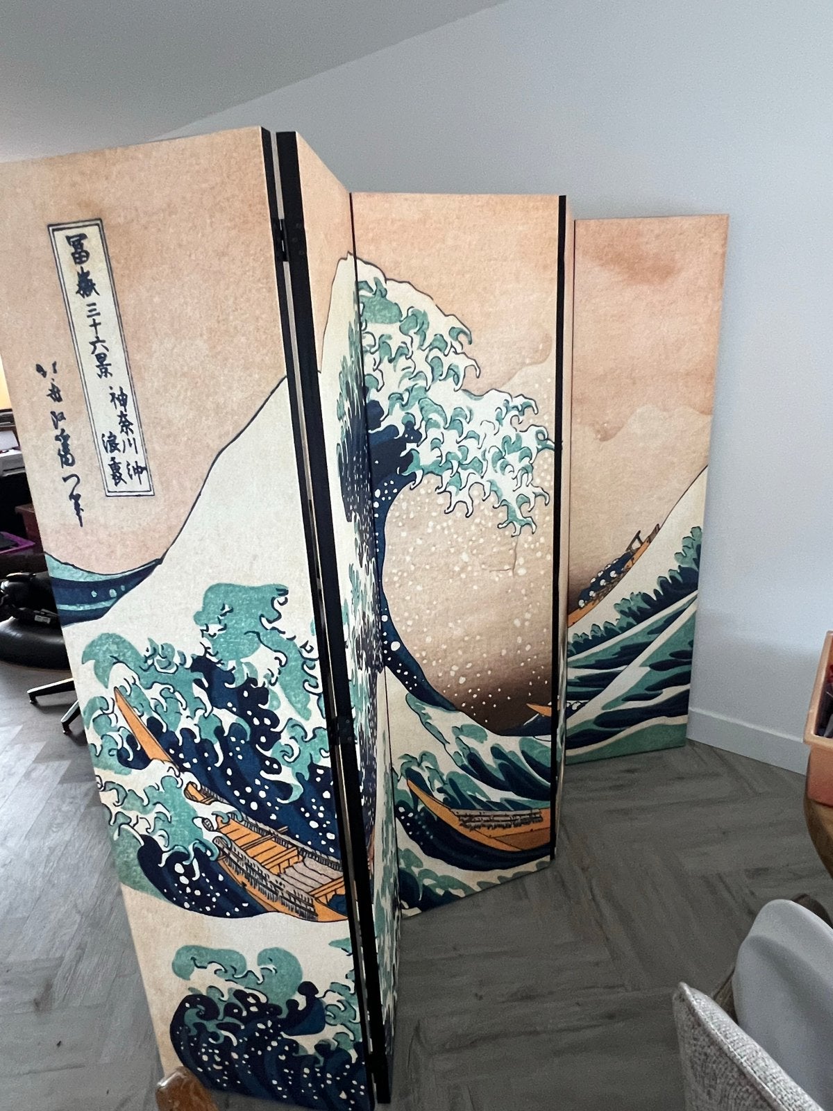 GRATIS Kamerscherm Japanse print - 5 panelen (172x48 cm), Ophalen of Verzenden, Gebruikt