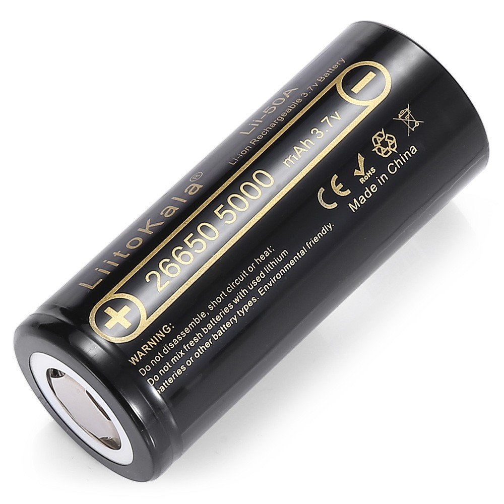 LiitoKala 26650-50A 5000mAh oplaadbare 3,7 volt batterij, Ophalen of Verzenden, Refurbished