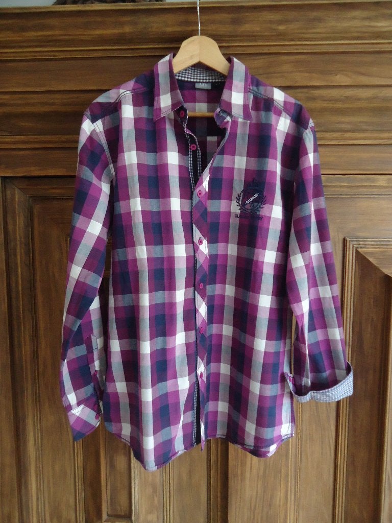 Prachtig geruit blouse van LIV Essentials, maat L.Nieuwstaat, Kleding | Heren, Overhemden, LIV, Paars, Ophalen of Verzenden, Zo goed als nieuw