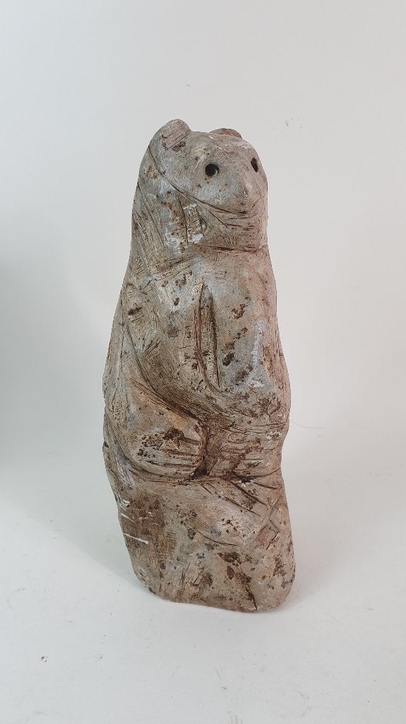 Stenen beeld, Beer, Grizzlybeer, beeldhouwerk 27 cm. 2A14, Ophalen of Verzenden