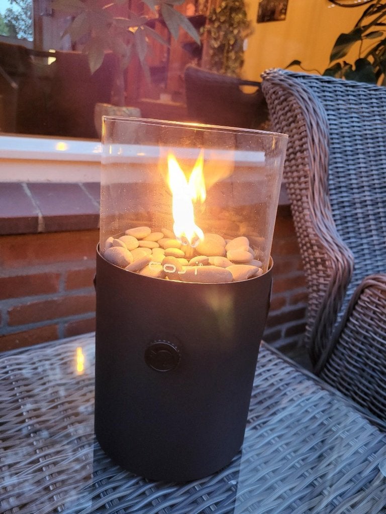 Zwarte cosiscoop original keramische gaslantaarn, Tuin en Terras, Ophalen, Zo goed als nieuw