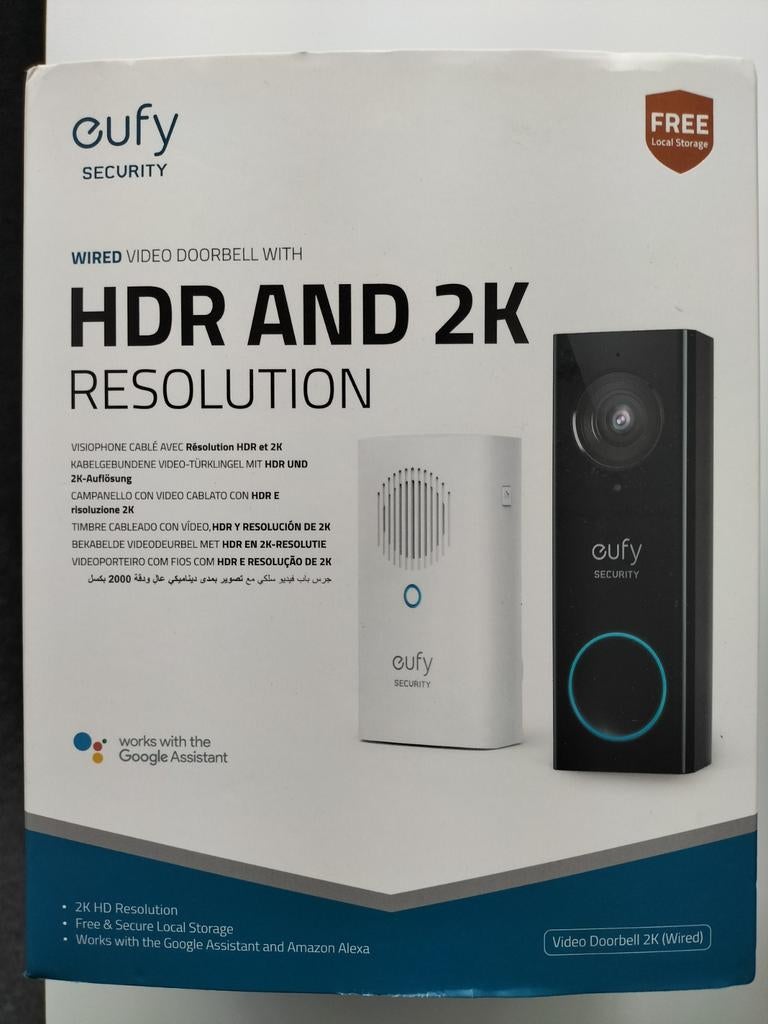 Eufy Security bedrade videodeurbel met HDR en 2K resolutie, Ophalen of Verzenden, Nieuw, Buitencamera