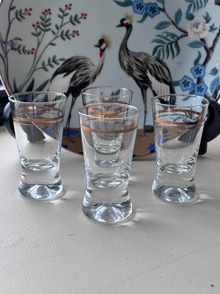 Vintage art deco glazen shotglazen likeurglas borrel, Ophalen of Verzenden, Zo goed als nieuw, Borrel- of Shotglas