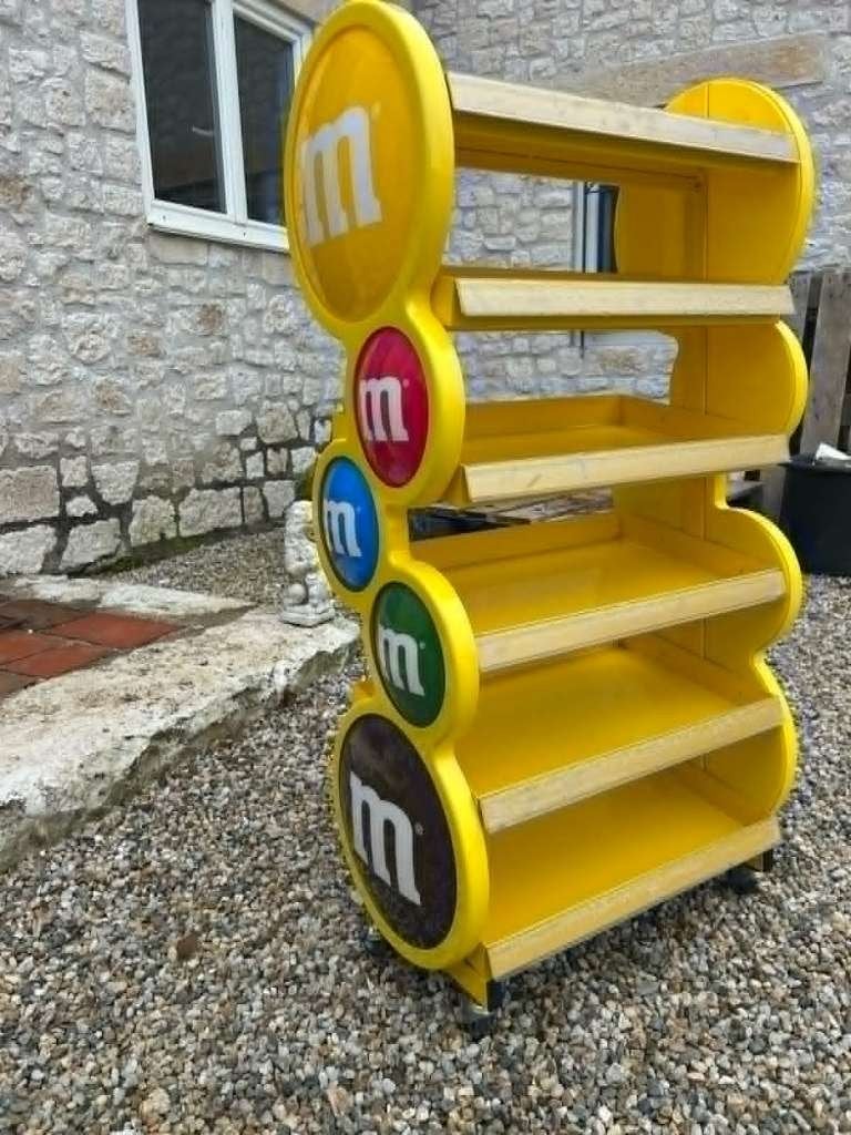M&M Reclame, Display op wieltjes, Rek, Verzamelen, Merken en Reclamevoorwerpen, Ophalen, Gebruikt, Reclamebord