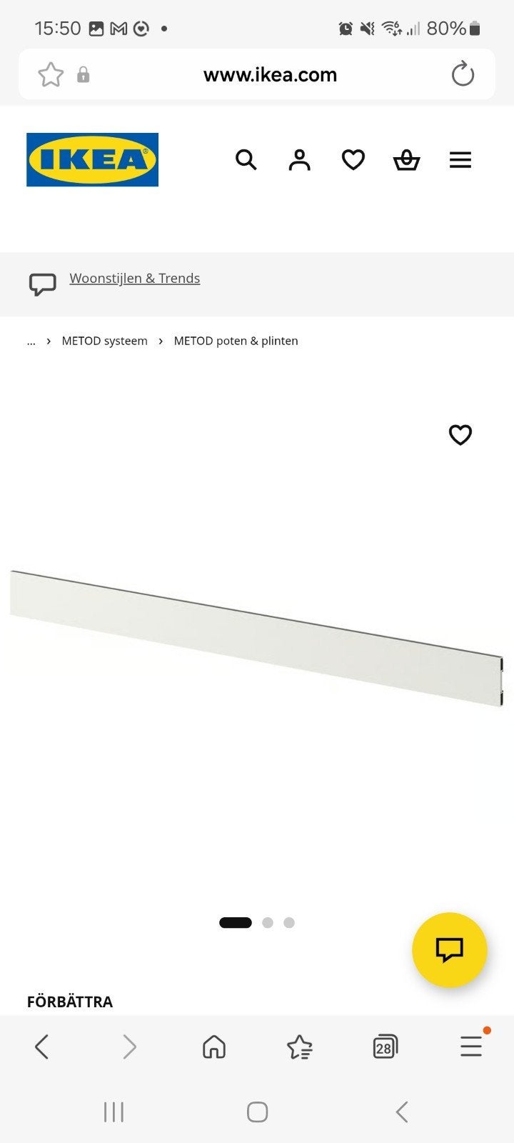 2x IKEA FÖRBÄTTRA Keukenplinten Nieuw in Verpakking, Ophalen, Overige typen, IKEA, Kunststof