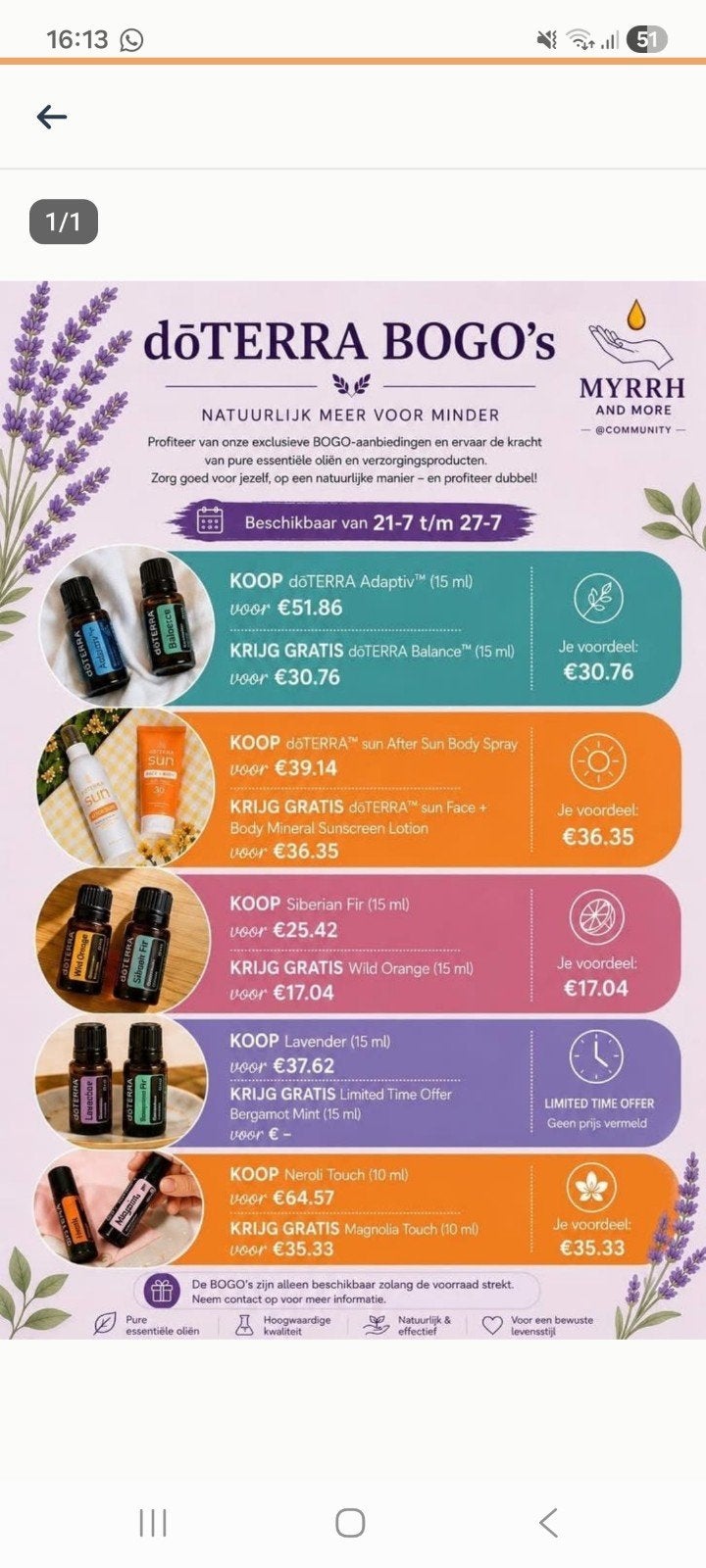 dōTERRA BOGO's: Essentiële Oliën & Verzorgingsproducten, Ophalen of Verzenden, Nieuw, Overige typen