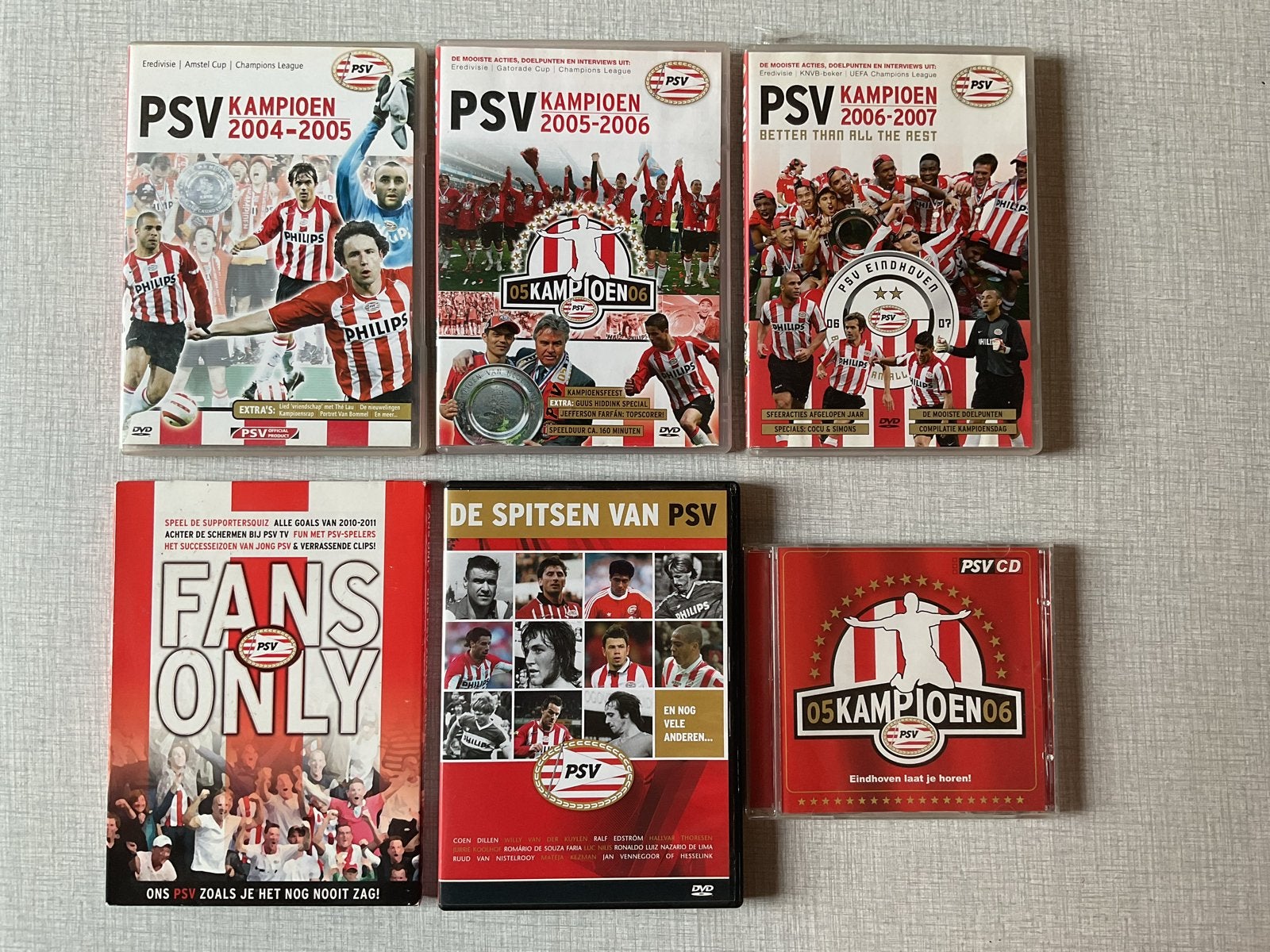 PSV Kampioen DVD Collectie 2004-2007 + Fans Only & CD, Ophalen, Gebruikt