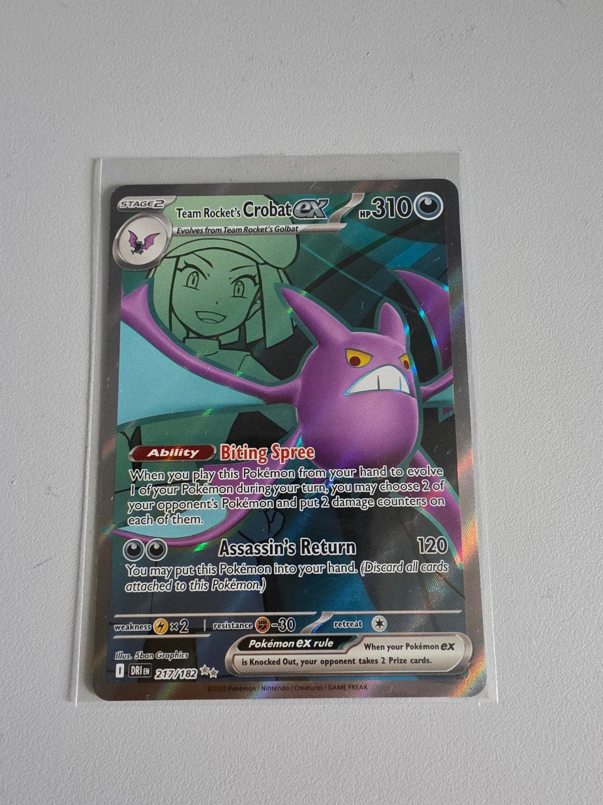 Team Rocket's Crobat ex 217/182 - Pokemon kaart, Ophalen of Verzenden, Zo goed als nieuw, Losse kaart