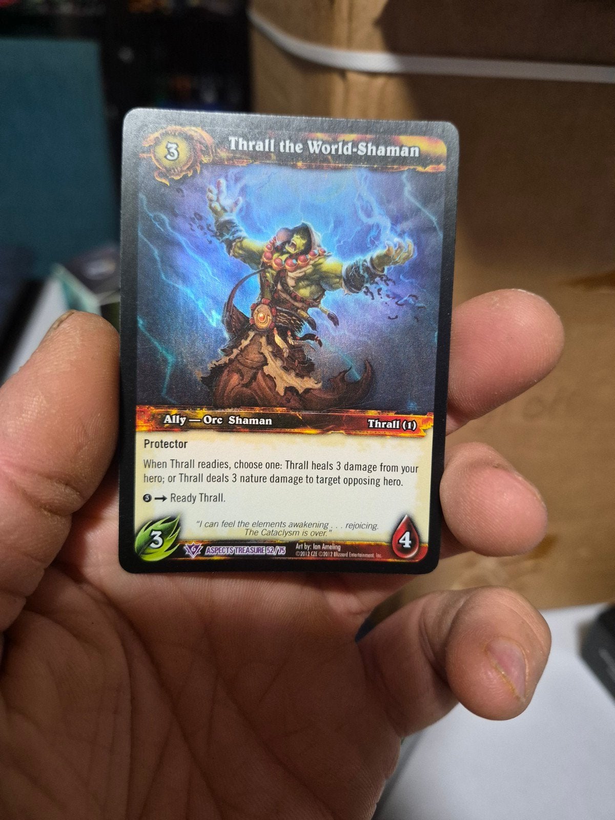 World of Warcraft TCG: Thrall the World-Shaman kaart, Hobby en Vrije tijd, Verzamelkaartspellen | Overige, Ophalen, Zo goed als nieuw